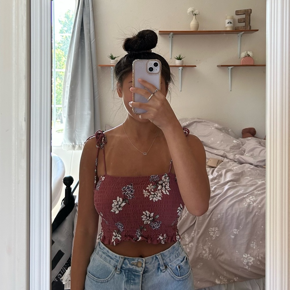 PACSUN FLORAL CROPPED TANK